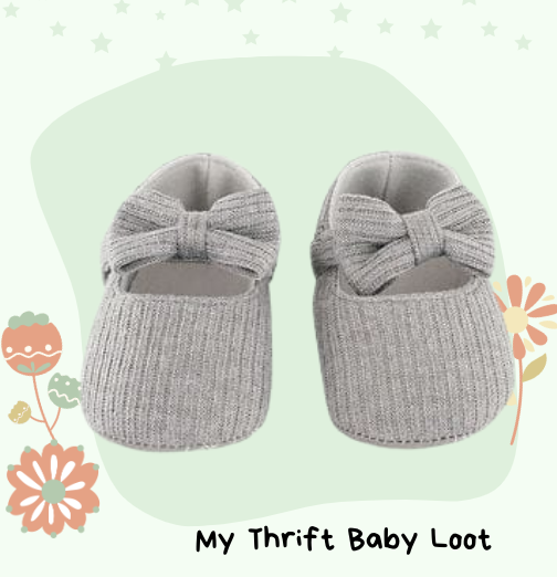 NEW Baby Moo grey colour bow booties (6-9 months)